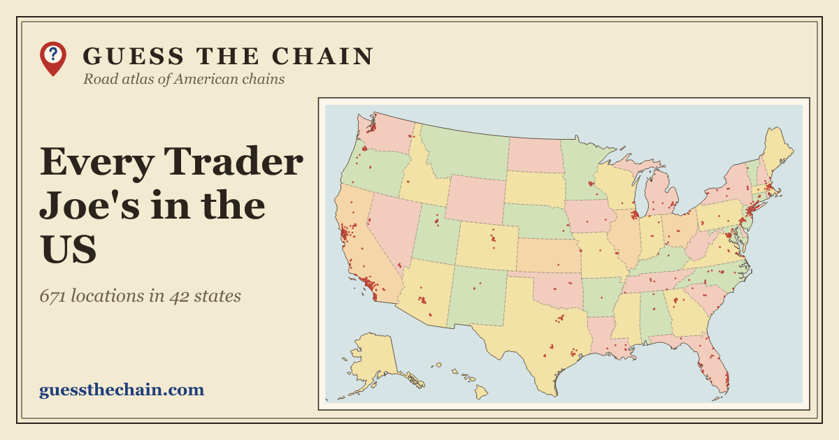 Map of every Trader Joe's location in the US
