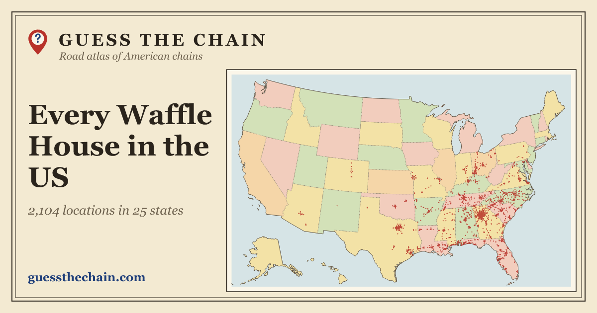 Map of every Waffle House location in the US