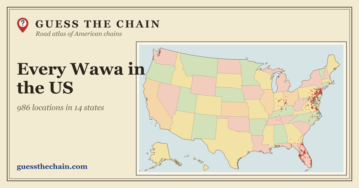 Map of every Wawa location in the US