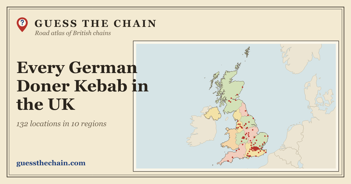 Map of every German Doner Kebab location in the UK