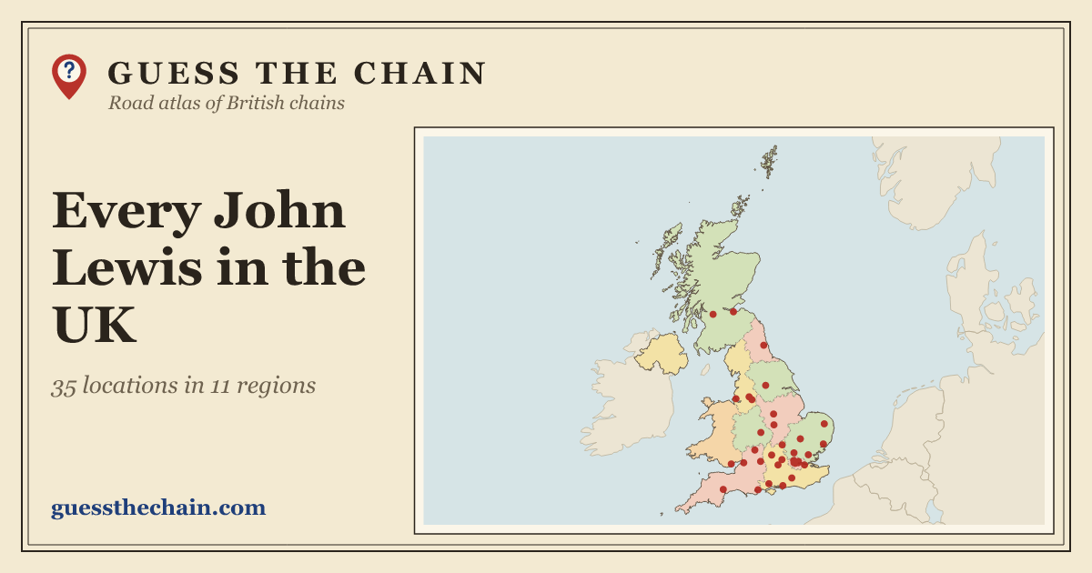 Map of every John Lewis location in the UK