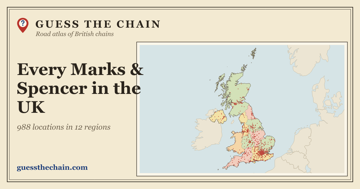 Map of every Marks & Spencer location in the UK