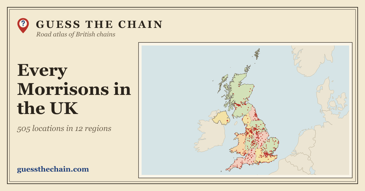 Map of every Morrisons location in the UK