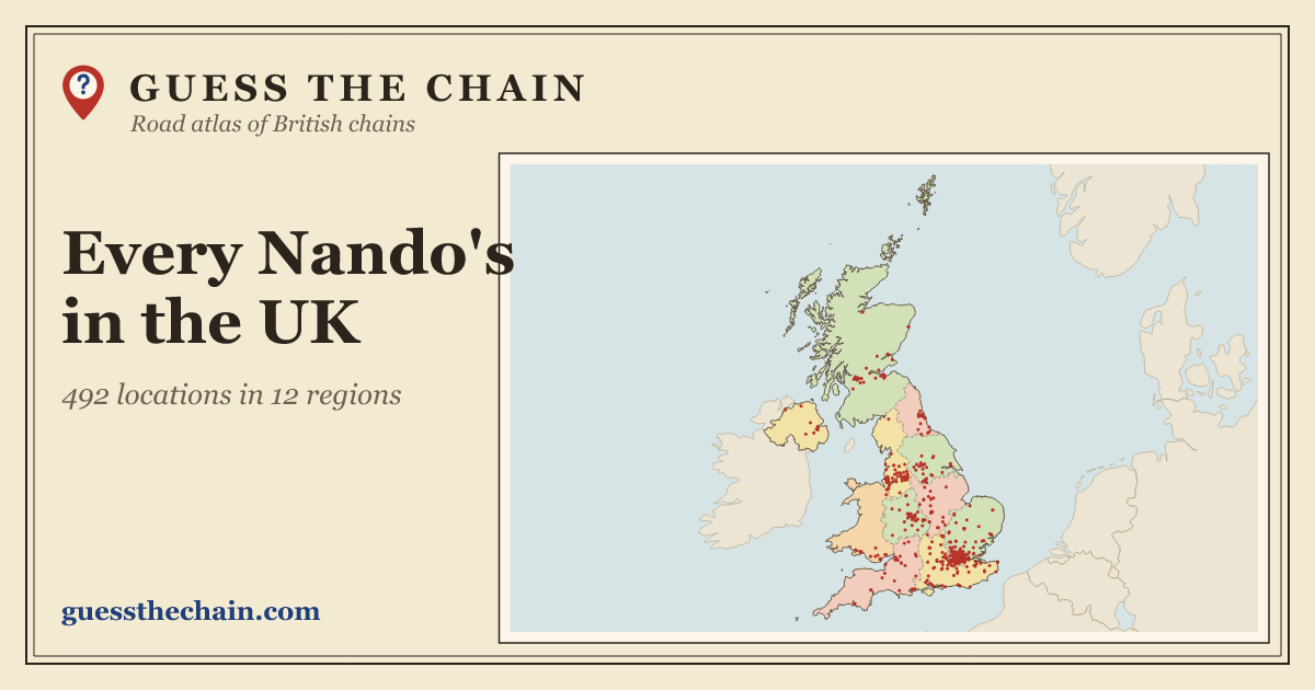 Map of every Nando's location in the UK