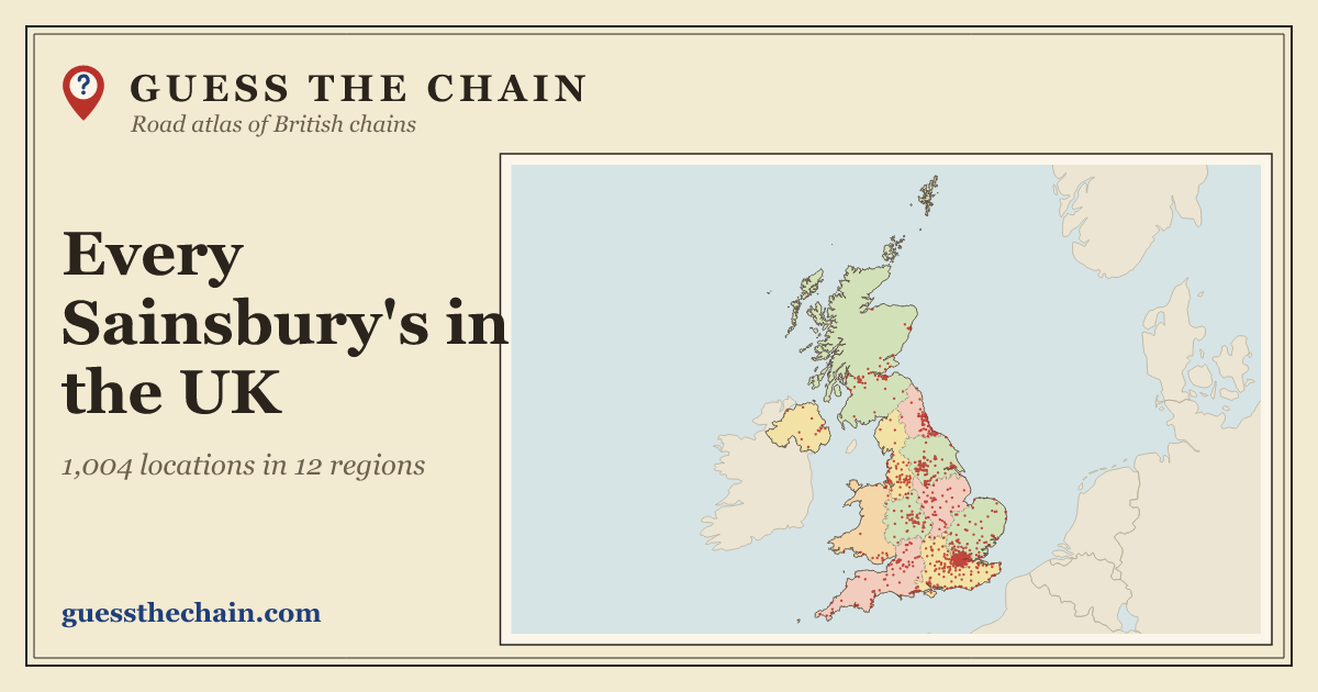 Map of every Sainsbury's location in the UK