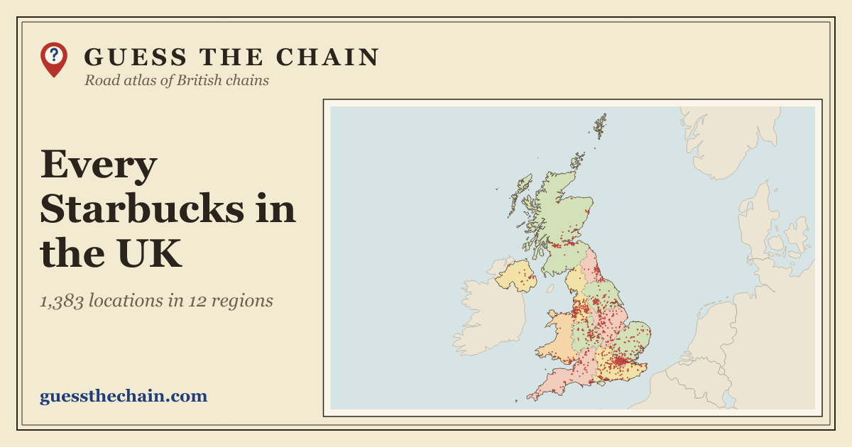Map of every Starbucks location in the UK