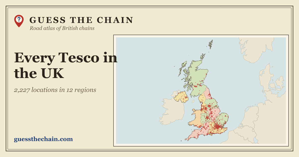 Map of every Tesco location in the UK