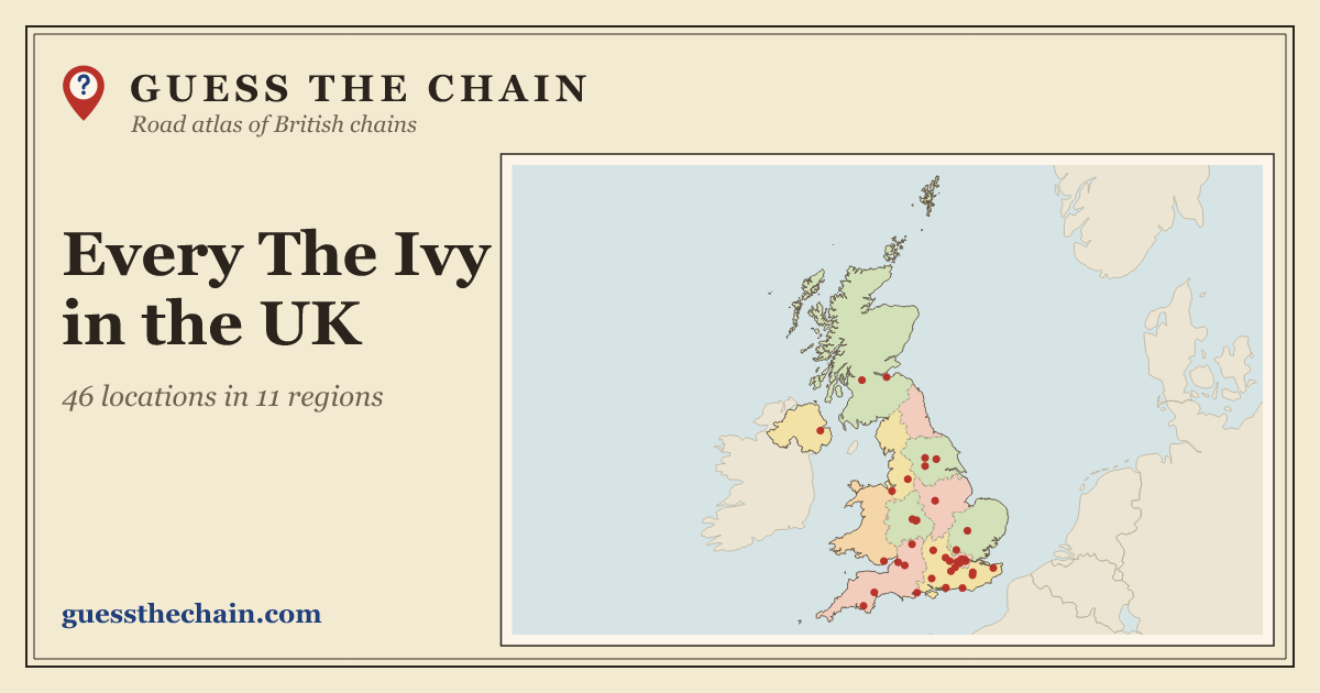 Map of every The Ivy location in the UK