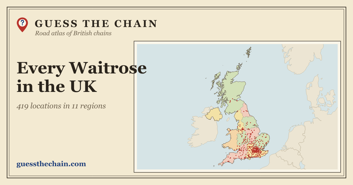 Map of every Waitrose location in the UK